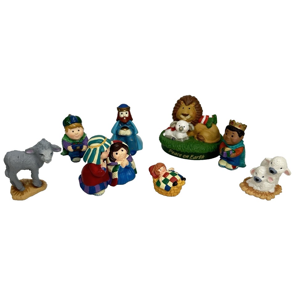 Hallmark Mini Merry Miniature Nativity Vintage Mixed Set of 8 Christmas